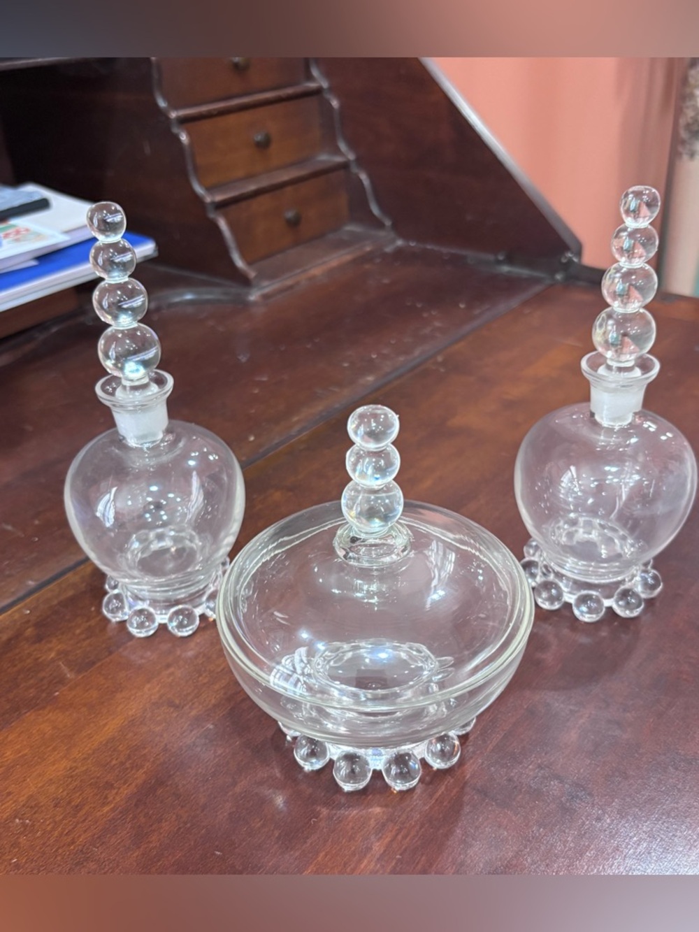 Candlewick perfume vanity dresser set